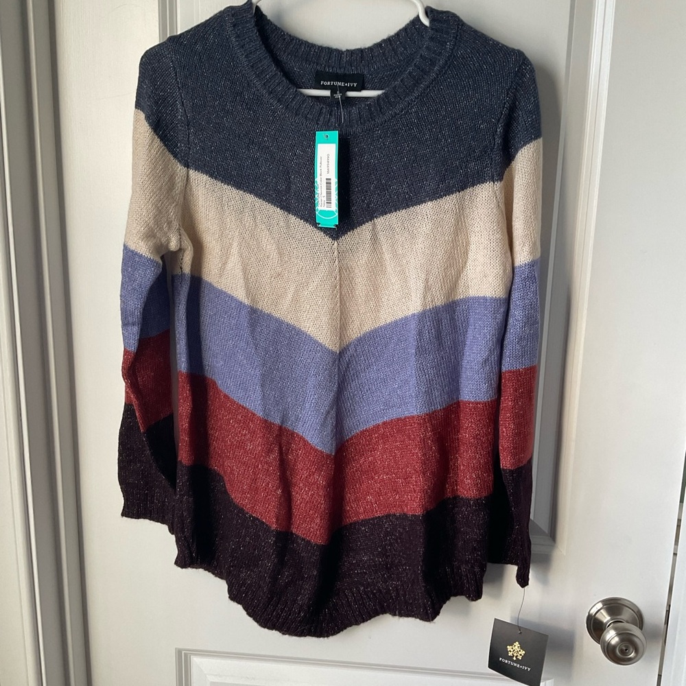 Fortune + Ivy Multi-Colored Striped Sweater- NWT